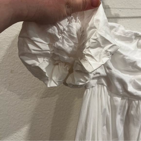 Mango Puff Sleeve Cotton Poplin midi Dress white size 8/large cottage core - Picture 6 of 12